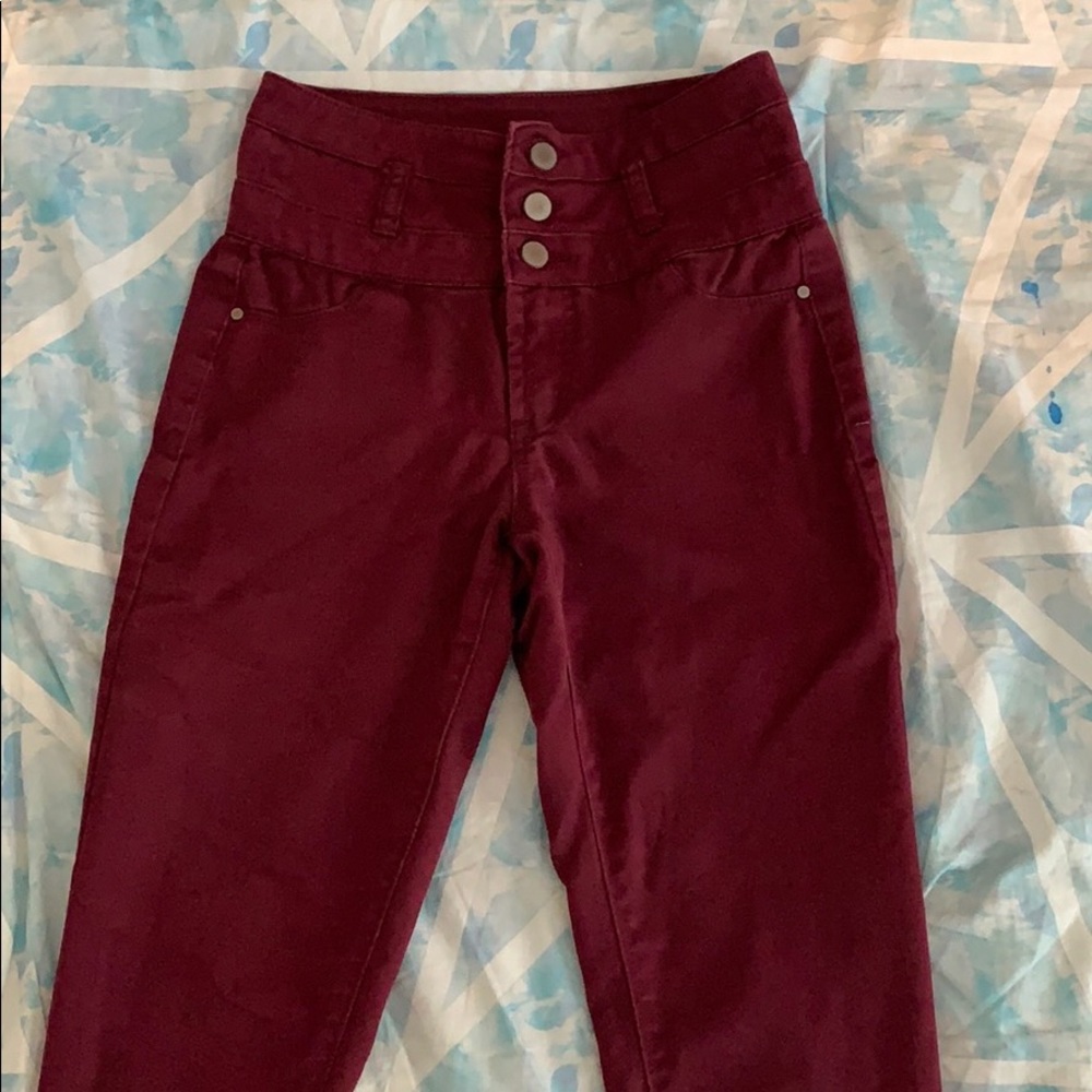 Burgundy/Maroon Super High Waisted Jeggings